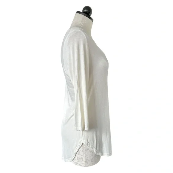 P.S. Kate Anna Criss Cross Top Semi Sheer Off White Tunic 3/4 Sleeve Size M - Picture 2 of 10